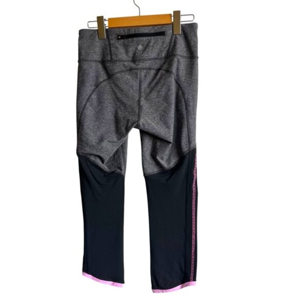 Lululemon Pace Pusher Crop Size 6 Heathered Black / Black / Raspberry Gl… - Picture 10 of 14